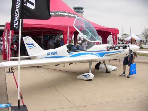 Falcon, which uses Lycoming's LSA powerplant entry, was shown in front of the engine manufacturer's tent at AirVenture Oshkosh.